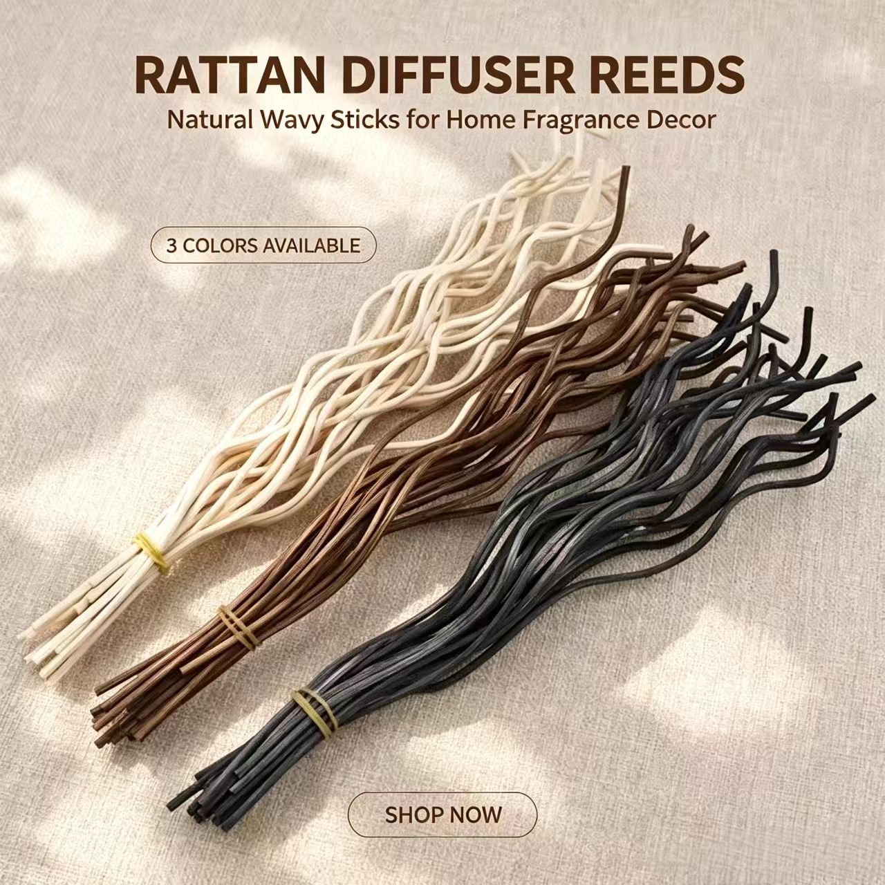 Home Fragrance Reed Diffuser Refill - 20 szt. Długie, falowane patyczki rattanowe