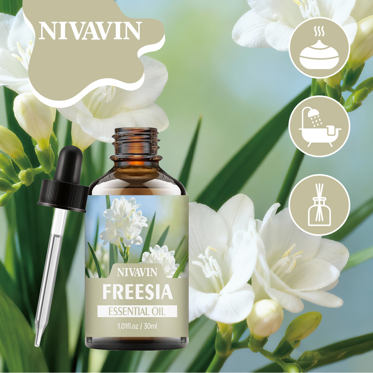 Home Fragrance Co - NIVAVIN 30ml/60ml/100ml Olejek eteryczny z frezyjii,