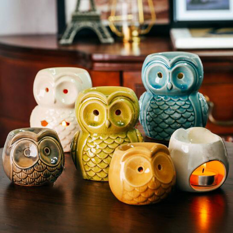 Ceramic Oil Burner - Ceramiczny palnik do aromaterapii sowa aromalampa