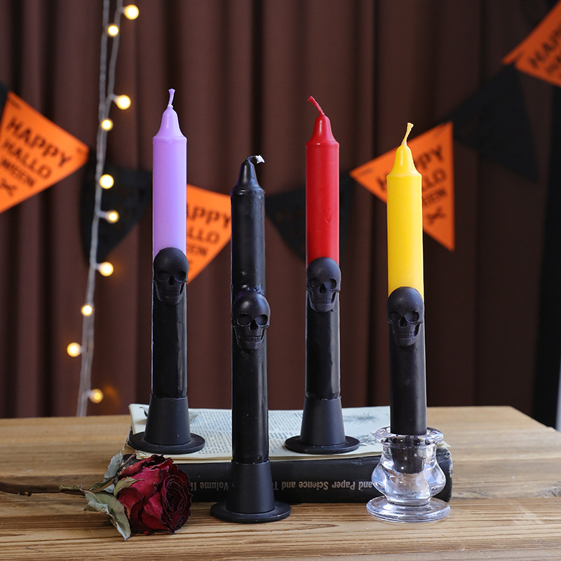 Beeswax Taper Candle - Świeczki stożkowe gotyckie z czaszką Jesień